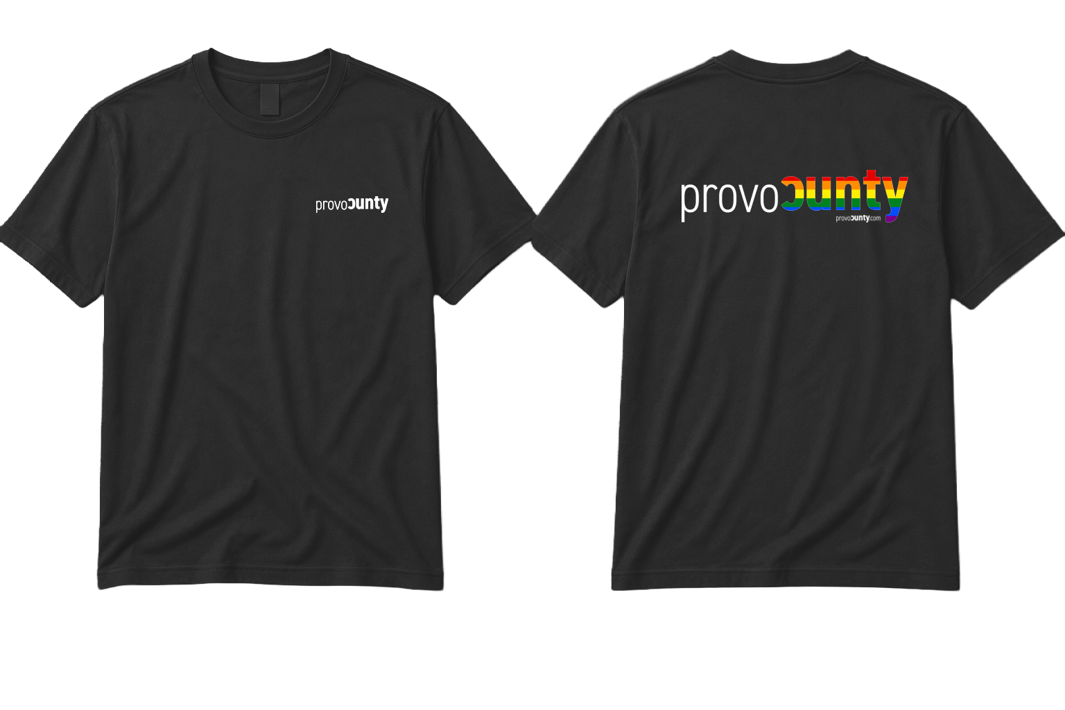 PROVOCUNTY rainbow wordmark shirt